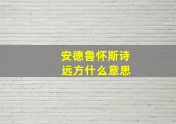 安德鲁怀斯诗 远方什么意思